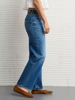 American Eagle | Studded Stovepipe Jeans | Size 8 | High Rise Wide Leg